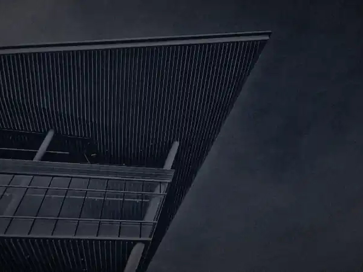 The underside of a modern roof structure